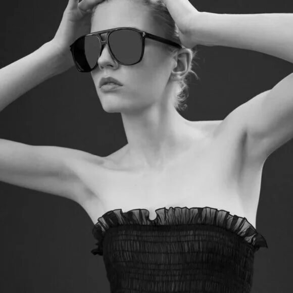 NEW SAINT LAURENT SL596 DUNE 001 OVERSIZED BLACK WOMEN SUNGLASSES SAINT LAURENT - Picture 4 of 13